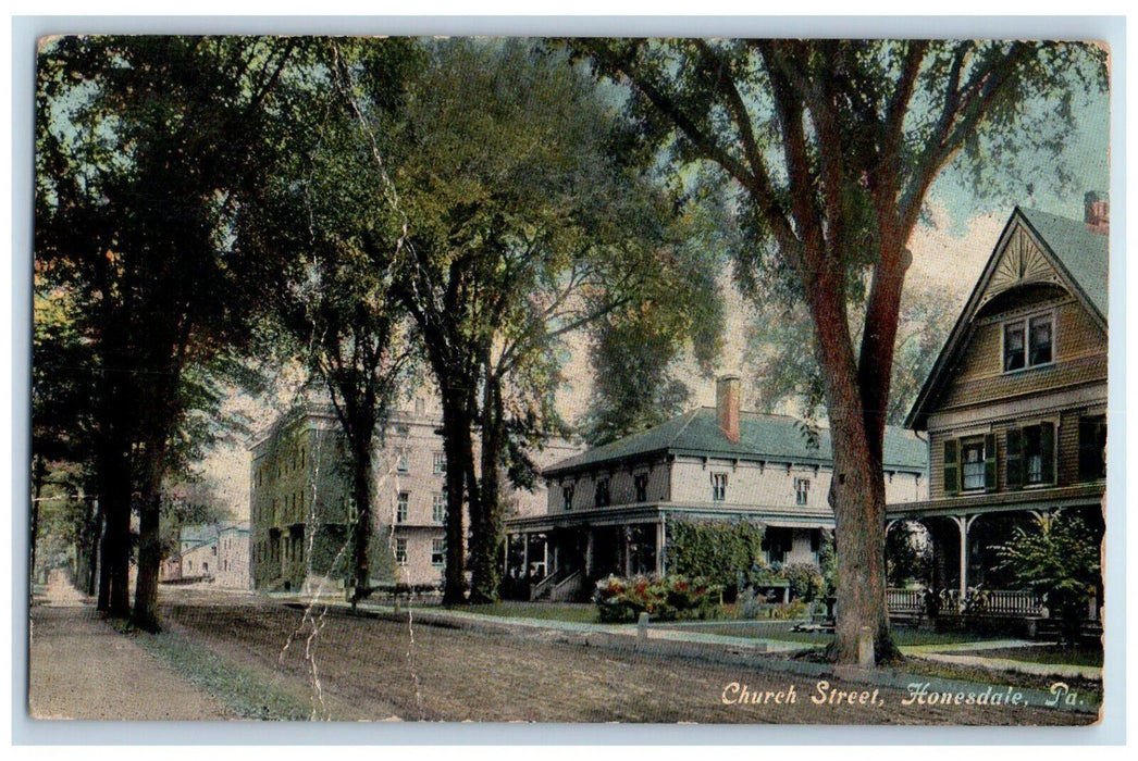 1910 Church Street Honesdale Pennsylvania PA Antique Posted Postcard