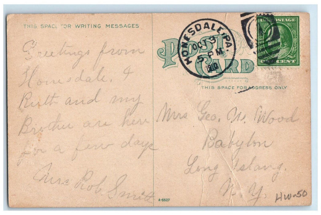 1910 Church Street Honesdale Pennsylvania PA Antique Posted Postcard