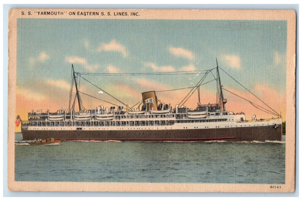 c1930 SS Yarmouth Eastern SS Lines Inc Steamer Ship Vintage Antique Postcard