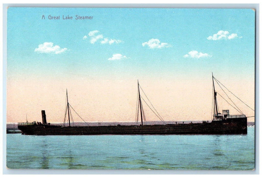 c1910 Great Lake Steamer Ship Cruise Clouds Sea Boat Michigan Ohio Postcard