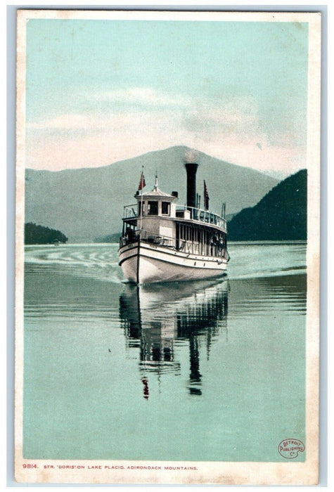 c1910 STR Doris Lake Placid Adirondack Mountains Steamer Ship Cruise Postcard