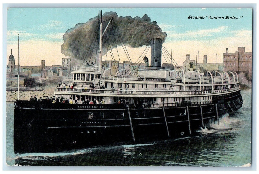 1911 Steamer Eastern States Express Service Buffalo NY Vintage Antique Postcard