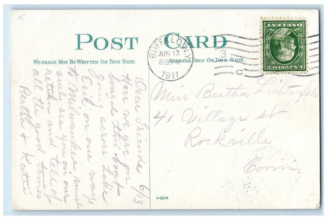1911 Steamer Eastern States Express Service Buffalo NY Vintage Antique Postcard