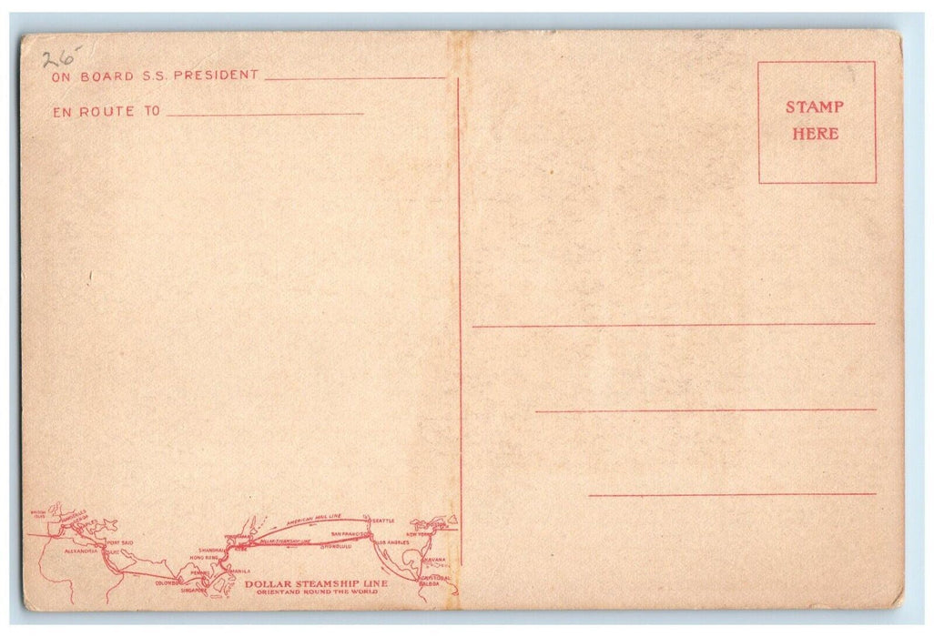 c1910 SS President Steamer Ship Orient Honolulu Dollar Steamship Line Postcard