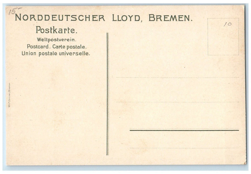1910 Bremerhaven Lloyd Hall North German Lloyd Bremen Steamer Ship Boat Postcard