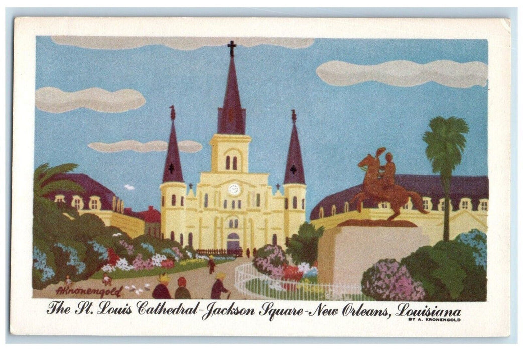 c1910 St Louis Cathedral Church Jackson Square New Orleans Louisiana LA Postcard