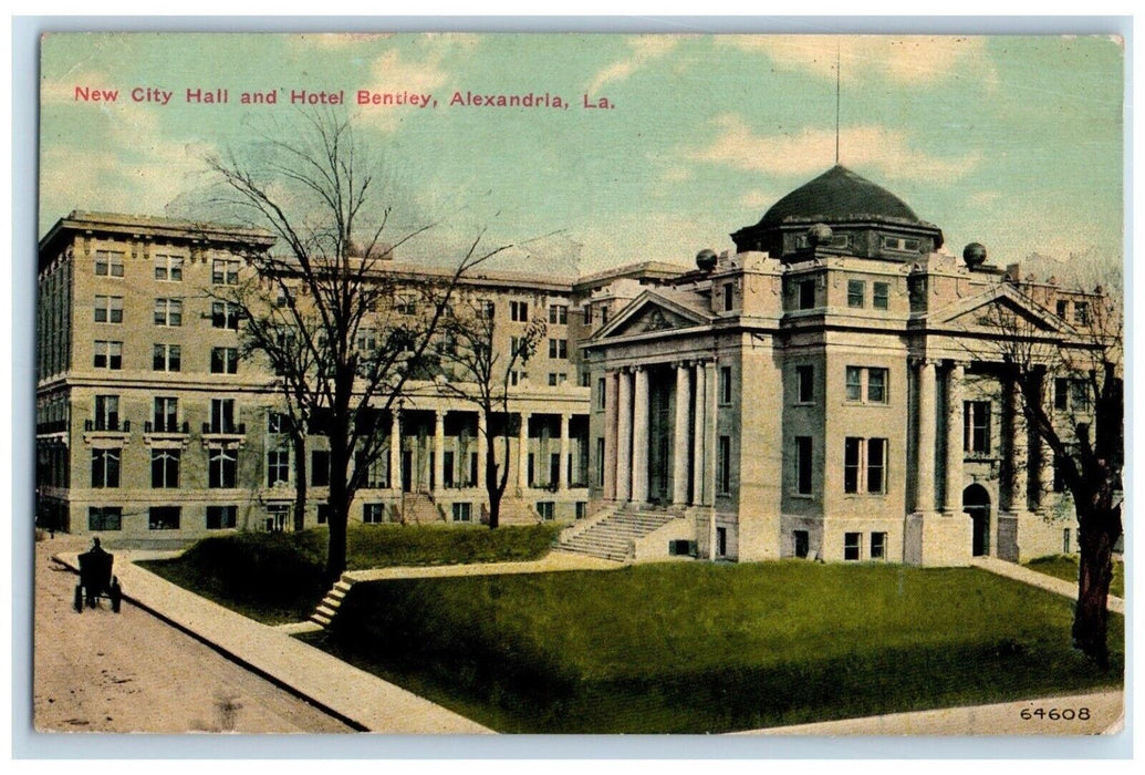 1911 New City Hall Hotel Bentley Building Exterior Alexandria Louisiana Postcard
