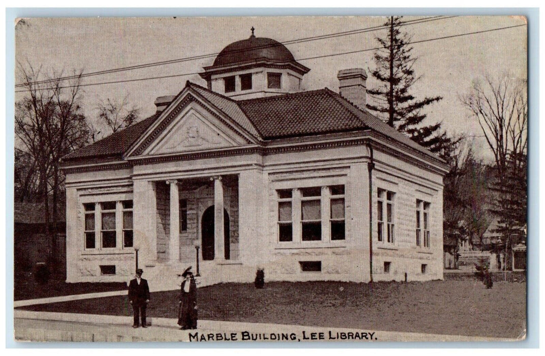 c1910's View Of Marble Building Lee Library Massachusetts MA Antique Postcard