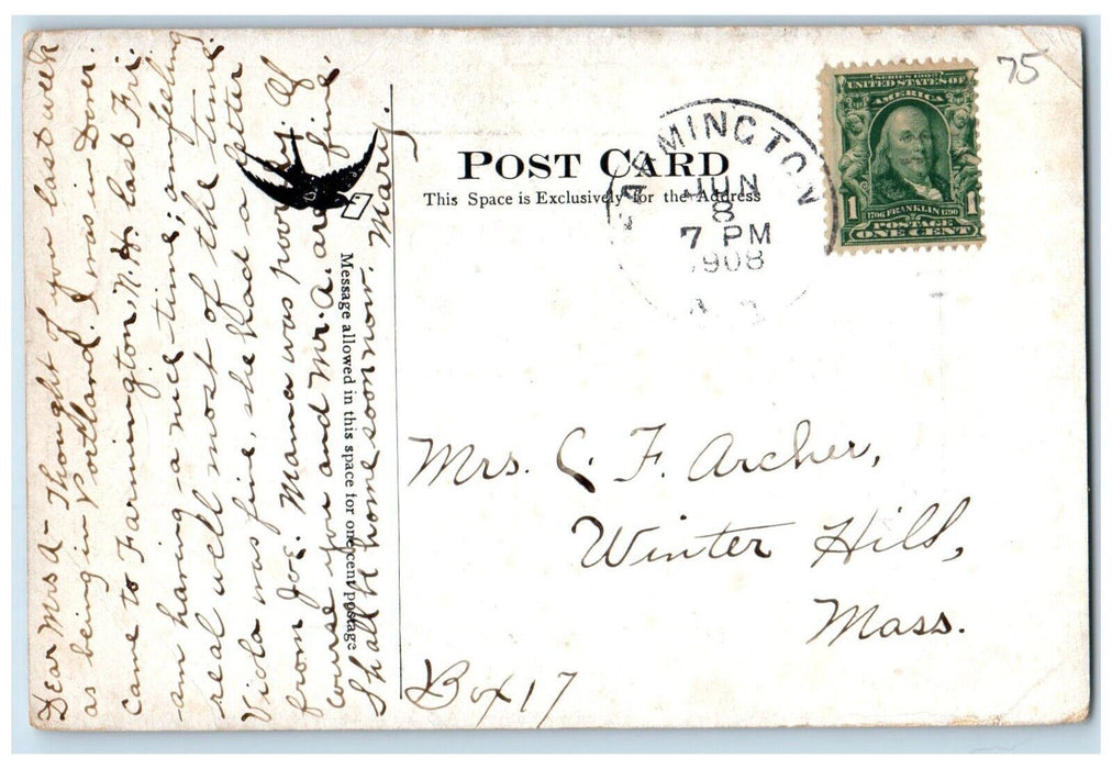 1908 Public Library Building Exterior Scene Dover New Hampshire NH Postcard