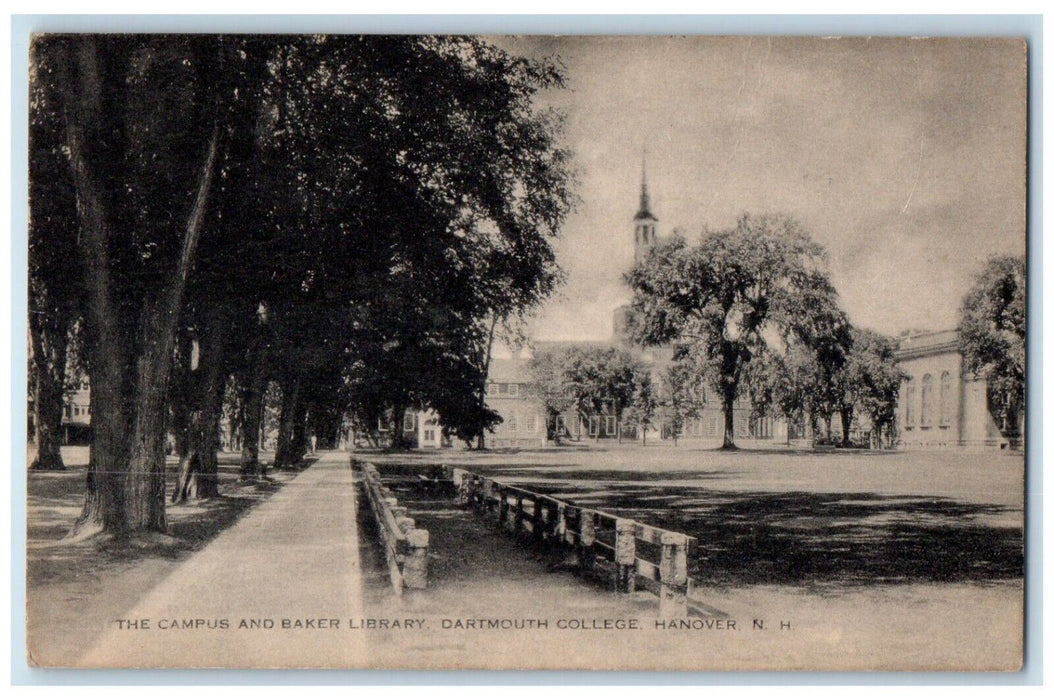 1938 View Of The Campus And Baker Library Dartmouth College Hanover NH Postcard