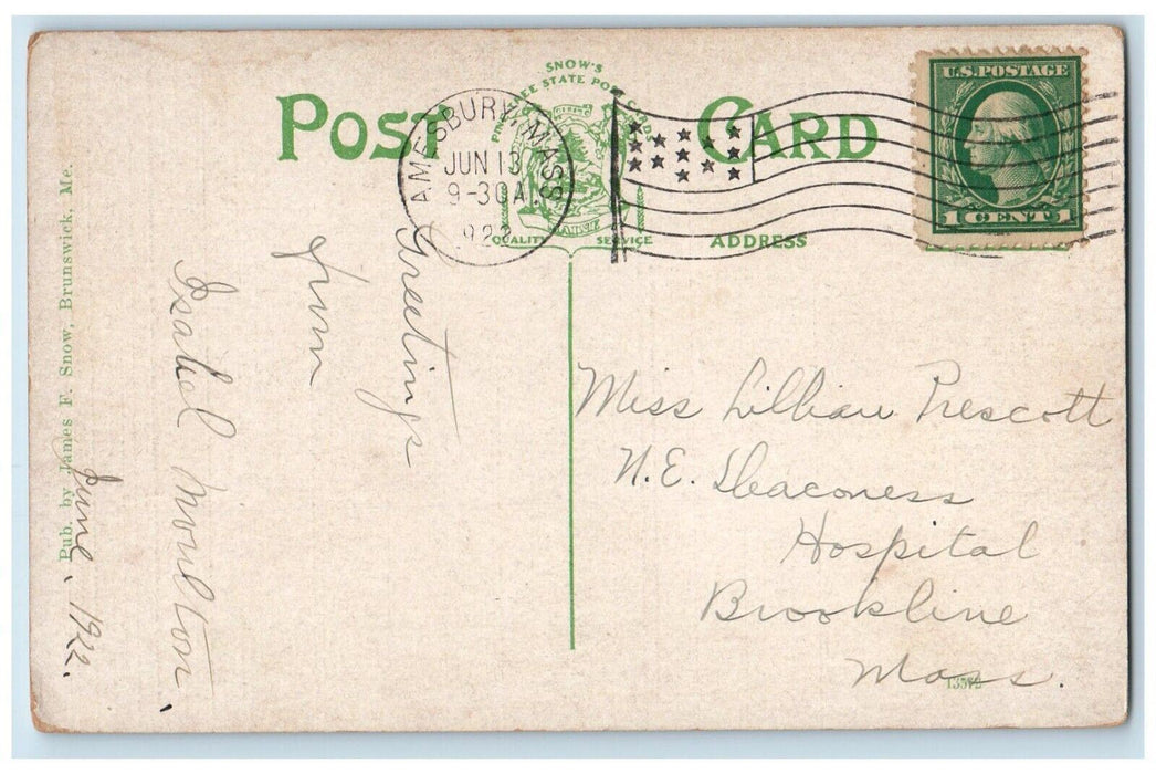 1922 Public Library And Baptist Chruch Exeter New Hampshire NH Vintage Postcard