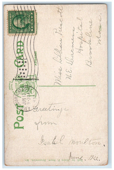 1922 Public Library And Baptist Chruch Exeter New Hampshire NH Vintage Postcard
