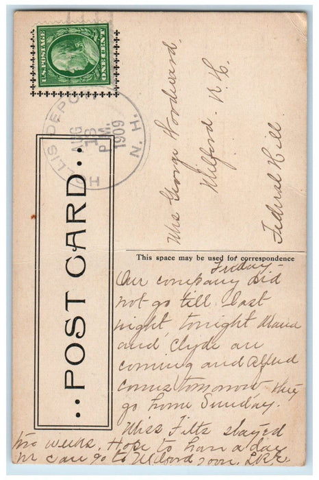 1909 Exterior Plan Of New Library Hollis New Hampshire NH Antique Postcard