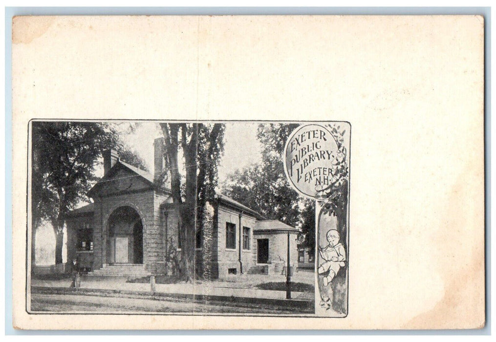 c1905 Exeter Public Library Exterior Scene New Hampshire NH Antique Postcard