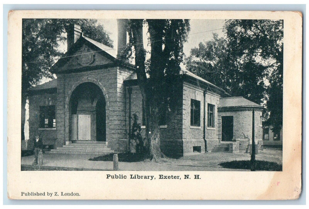 c1905 View OF Public Library Exeter New Hampshire NH Antique Unposted Postcard