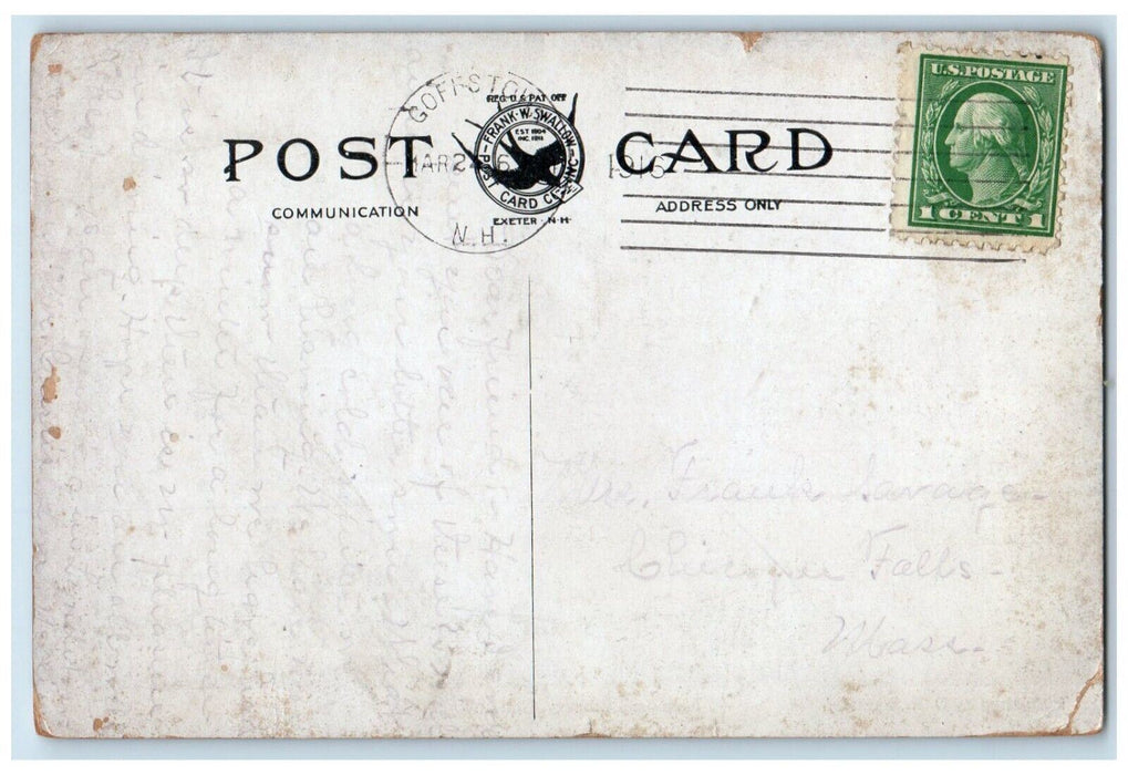 1916 View Of Memorial Library Exterior Scene Goffstown New Hampshire NH Postcard