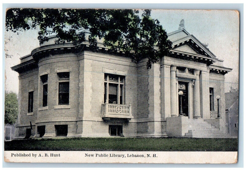 c1910's View Of New Public Library Lebanon New Hampshire NH Antique Postcard