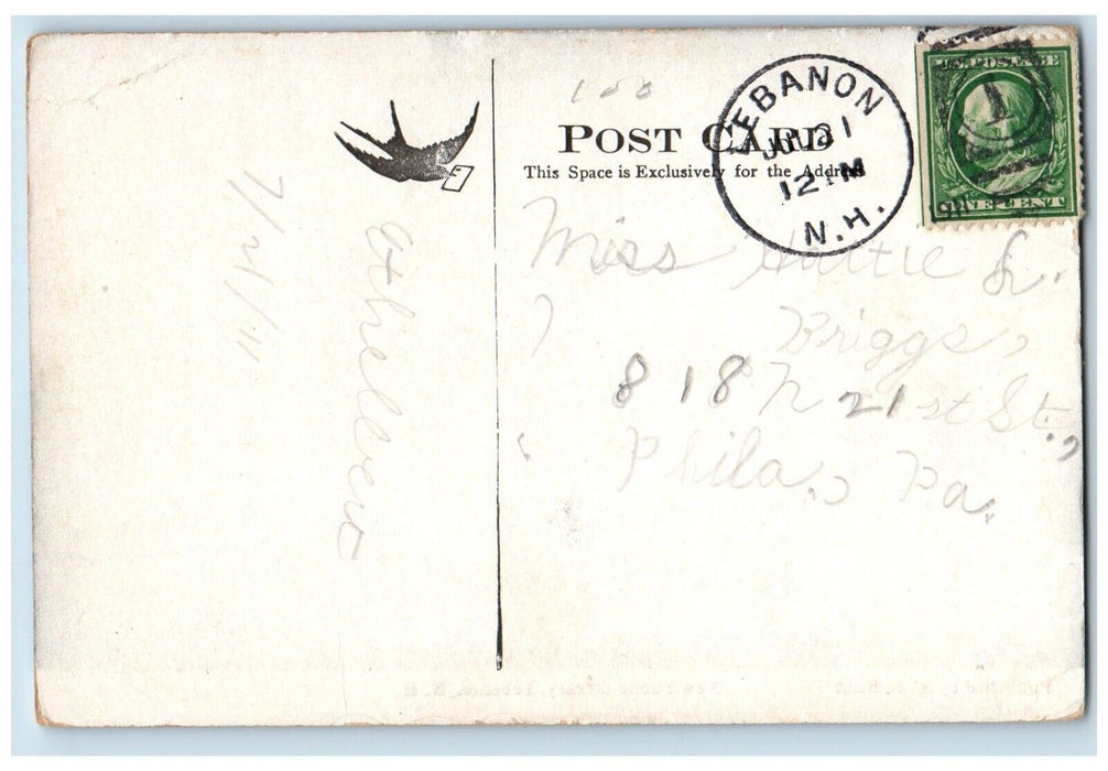 c1910's View Of New Public Library Lebanon New Hampshire NH Antique Postcard