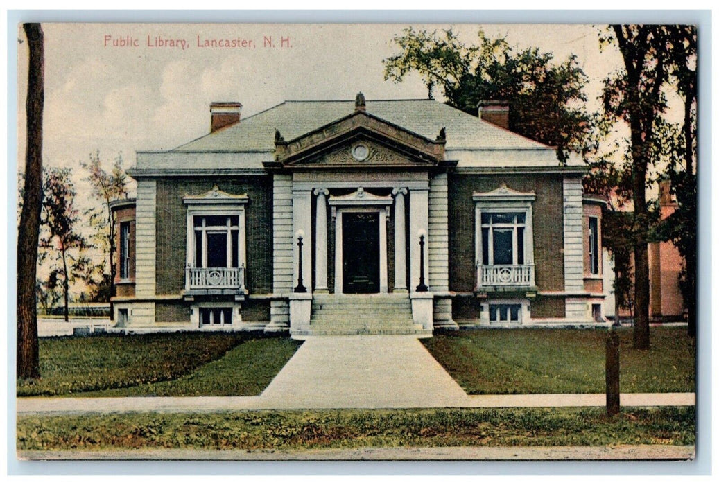1910 View Of Public Library Lancaster New Hampshire NH Antique Postcard