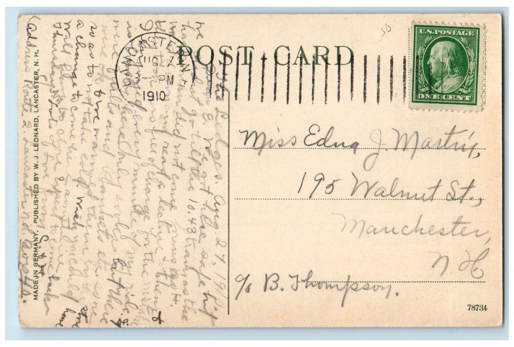 1910 View Of Public Library Lancaster New Hampshire NH Antique Postcard