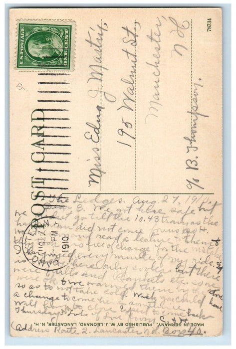 1910 View Of Public Library Lancaster New Hampshire NH Antique Postcard