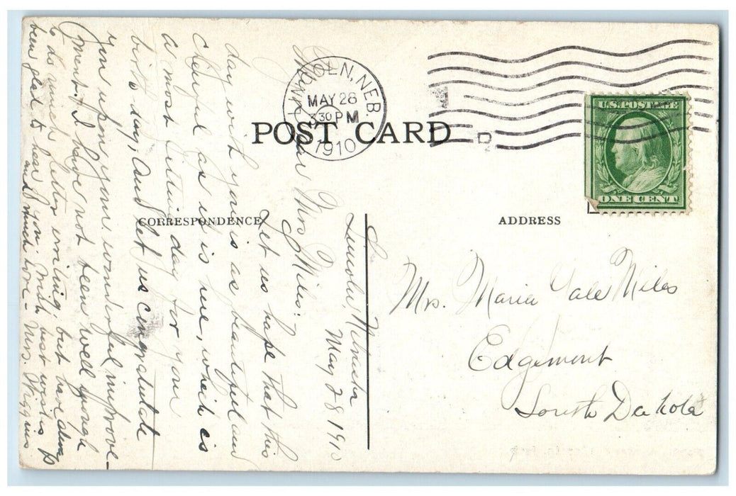 1910 Public Library Building Exterior Scene Lincoln Nebraska NE Antique Postcard