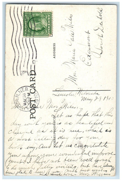 1910 Public Library Building Exterior Scene Lincoln Nebraska NE Antique Postcard