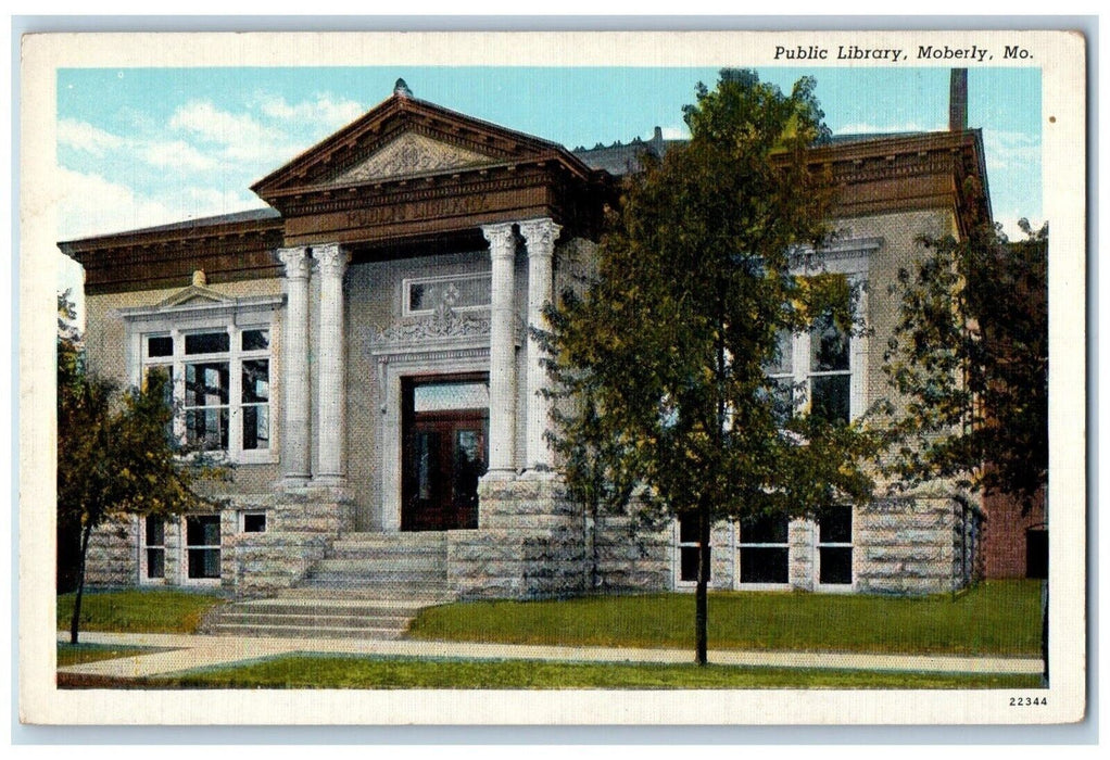 c1920's Public Library Building Moberly Missouri MO Unposted Postcard