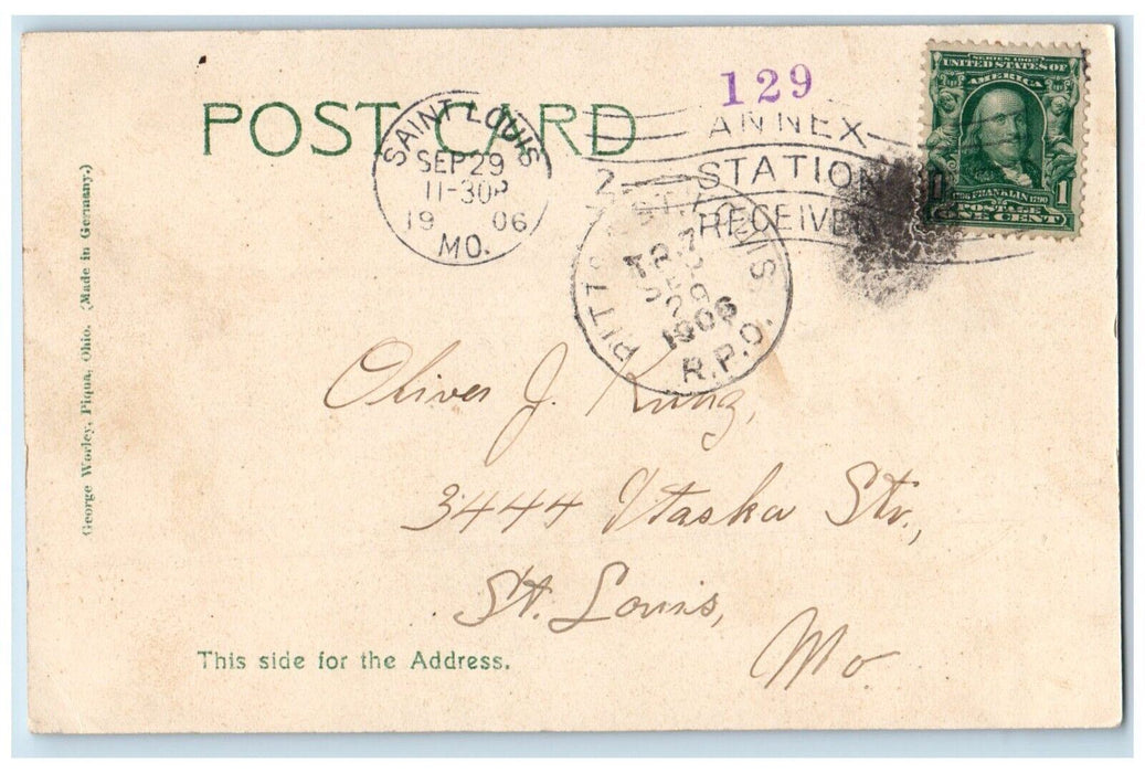 1906 Schmidlapp School Library Saint Louis Missouri MO Handcolored Postcard