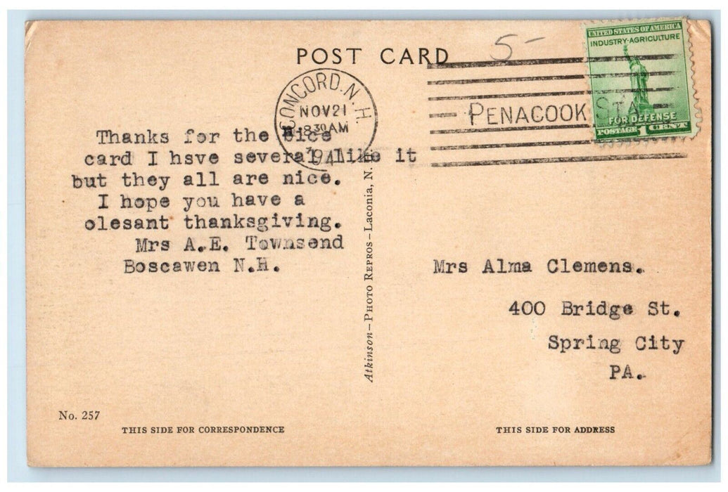 View Of Public Library Building Franklin Concord New Hampshire NH Postcard