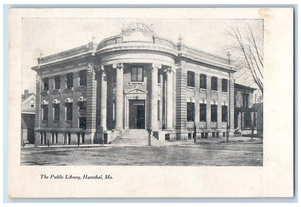 c1905 The Public Library Building Exterior Scene Hannibal Missouri MO Postcard