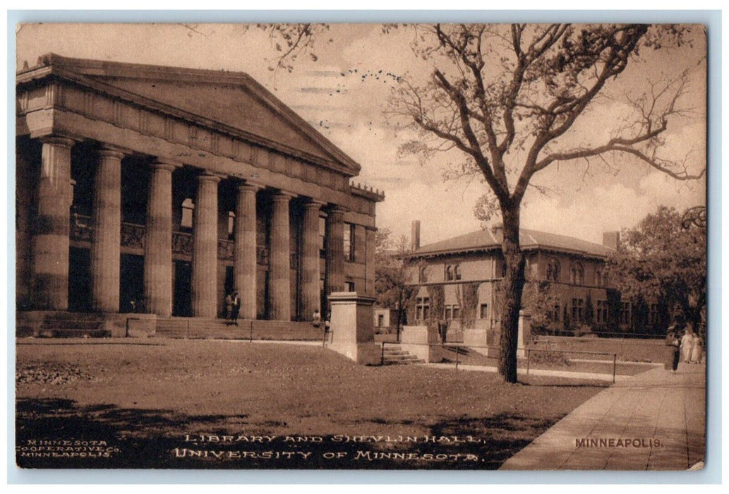 1912 Library And Shevlin Hall University Of Minnesota Minneapolis MN Postcard