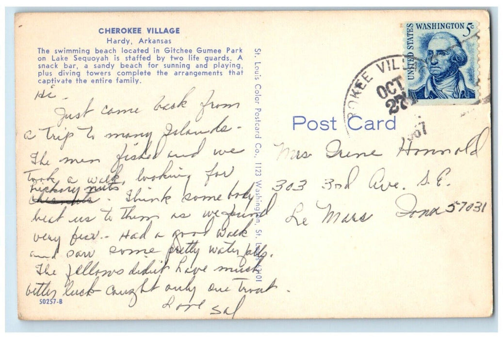 1967 Boat Landing Cherokee Village Hardy Arkansas AR Vintage Posted Postcard