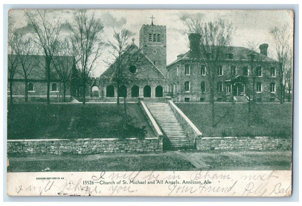 1907 Church of St. Michael and All Angeles Anniston AL Antique Postcard
