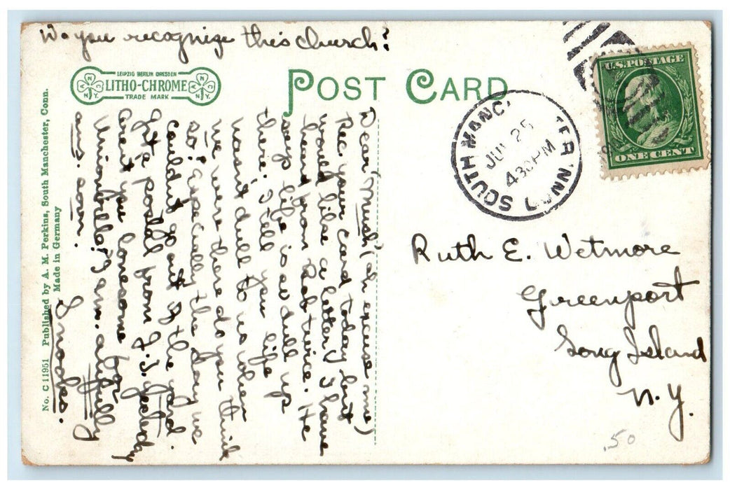 c1910 St. Mary's Episcopal Church South Manchester Connecticut CT Postcard