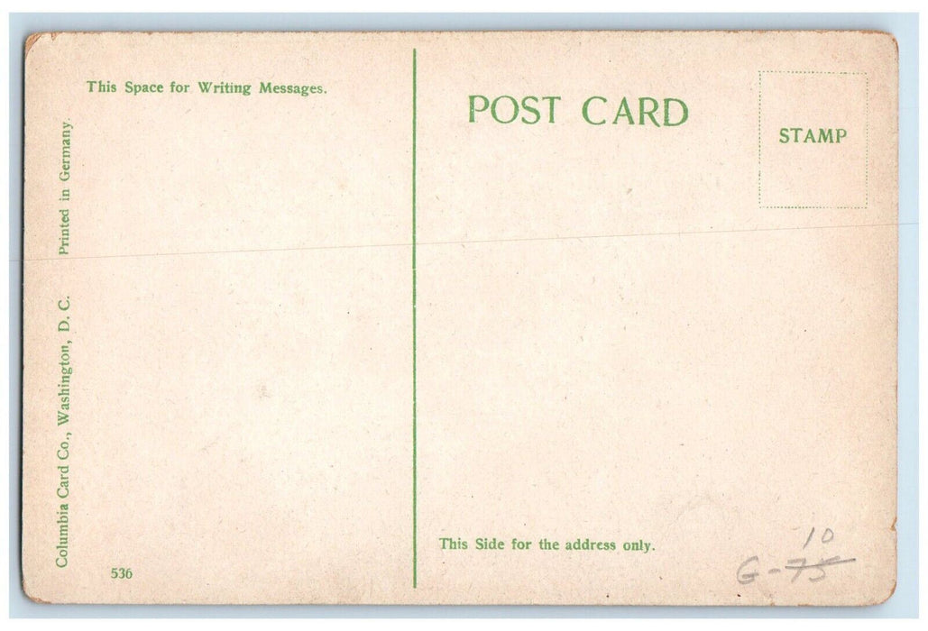 c1910 Building Behind Frozen Fountain Washington DC Antique Unposted Postcard