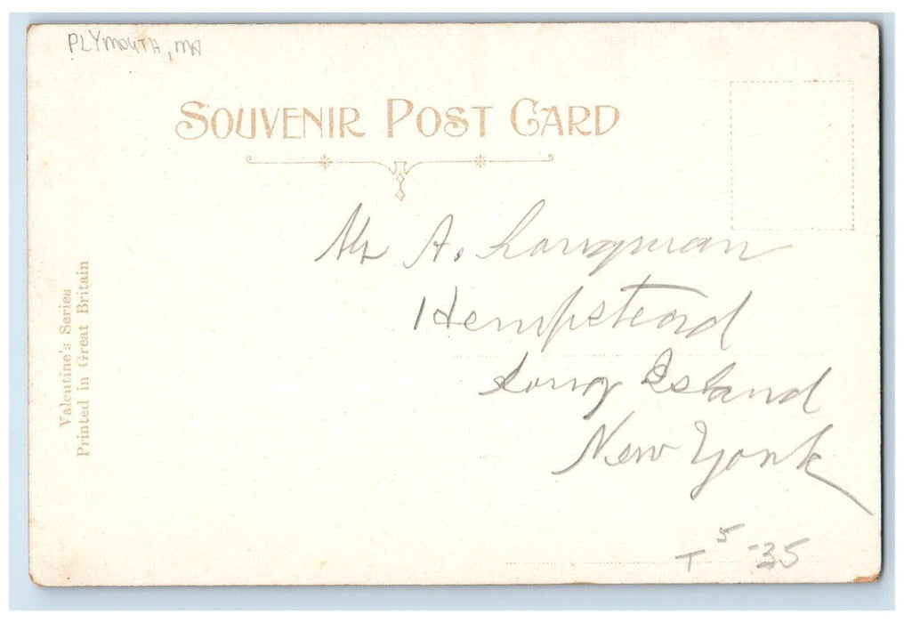 c1905 Mayflower Stone Pavement of Adjacent Plymouth Massachusetts MA Postcard