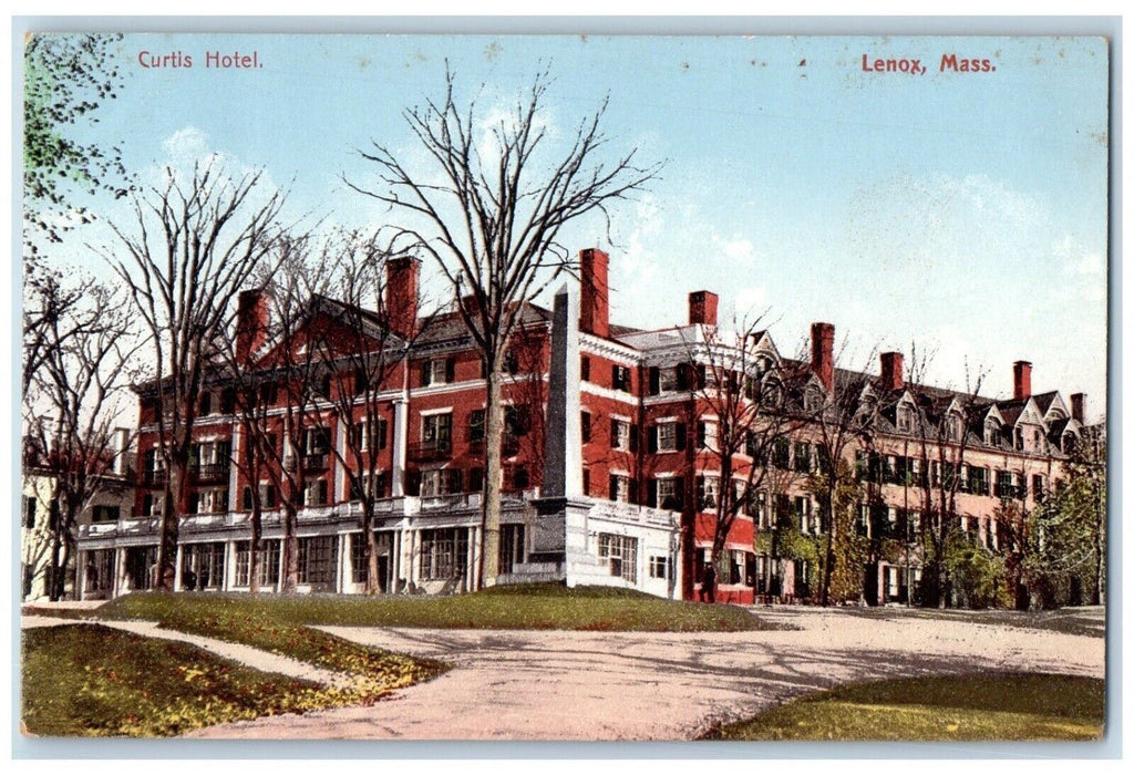 c1910 Curtis Hotel Building Road Lenox Massachusetts Vintage Antique Postcard
