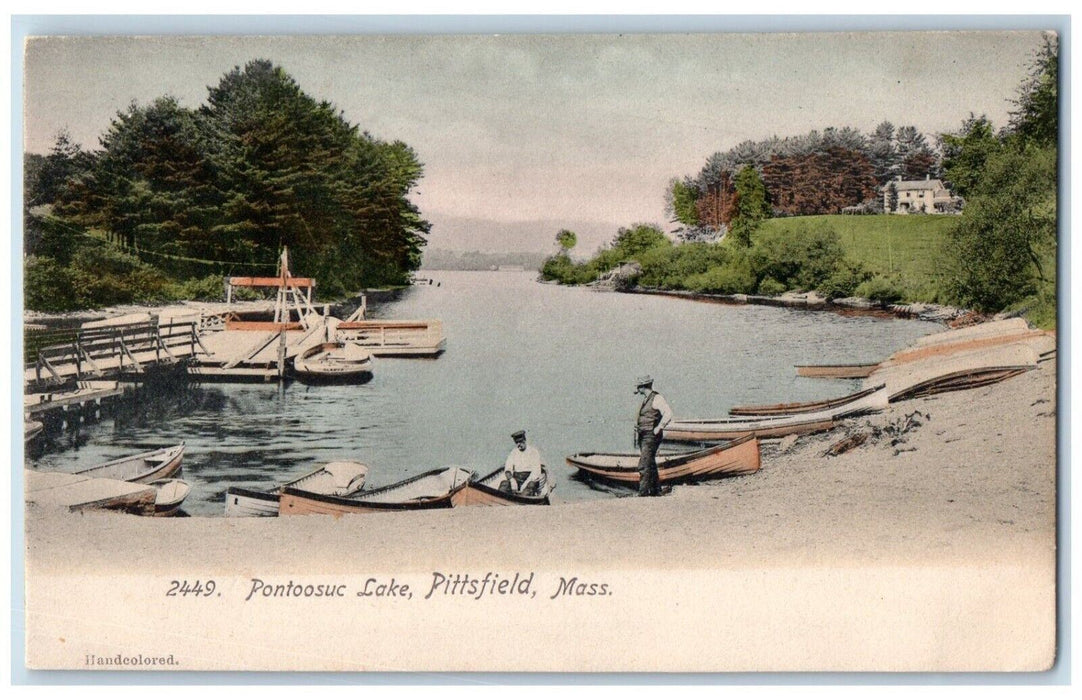 c1905 Pontoosuc Lake Boat Pier Bridge Pittsfield Massachusetts Vintage Postcard