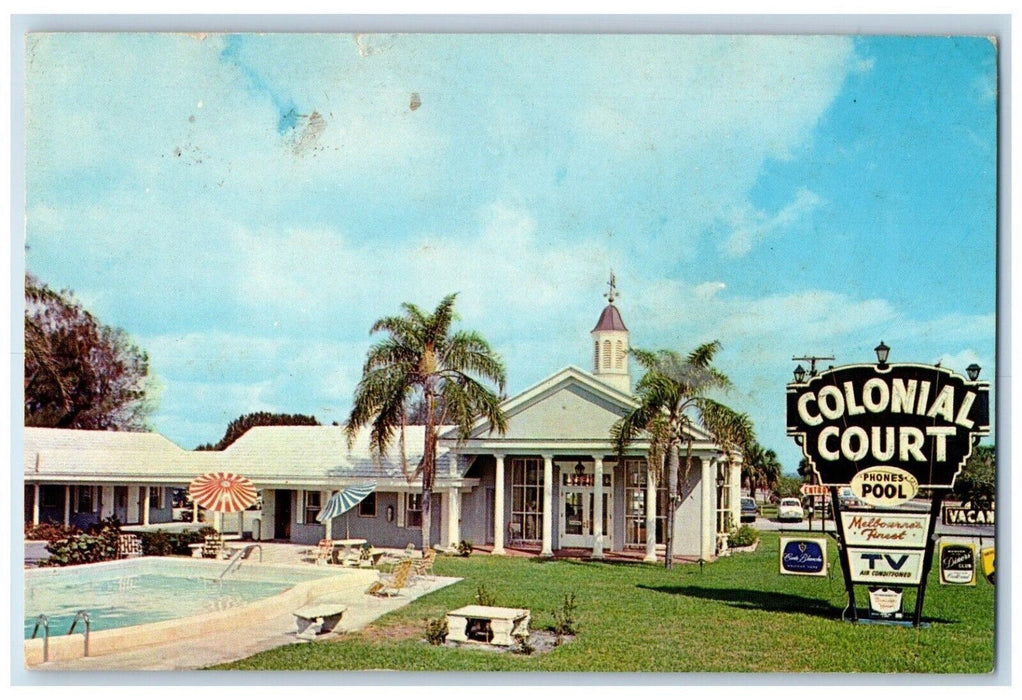 1961 Colonial Court Melbourne's Finest Melbourne Florida FL Posted Postcard