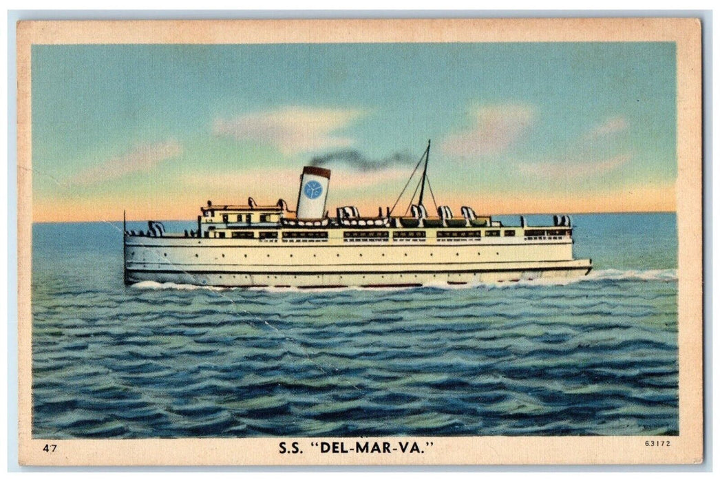1939 Steamship Del-Mar-VA One of Two Luxurious Automobile Posted Postcard