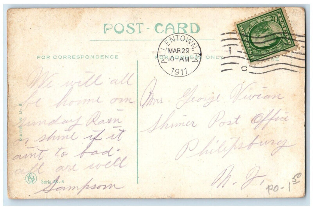 1911 Horse Carriage Four Passengers We Are Coming Home By Express PA Postcard