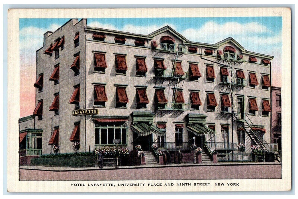 c1950's Hotel Lafayette University Place and Ninth Street New York NY Postcard