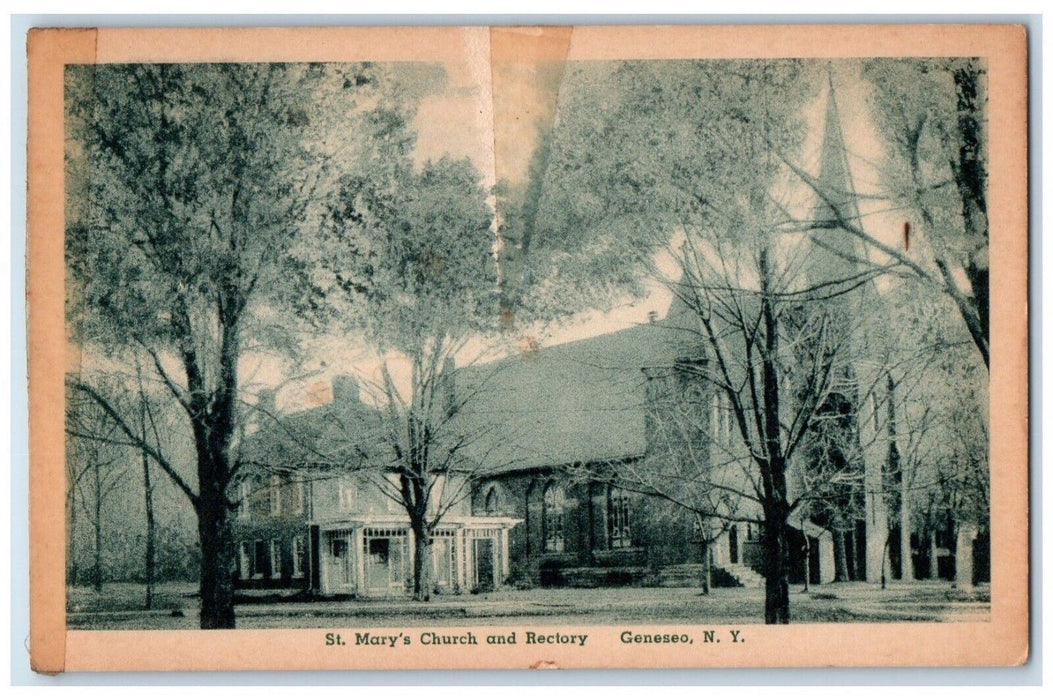 c1920's St. Mary's Church and Rectory Geneseo New York NY Unposted Postcard