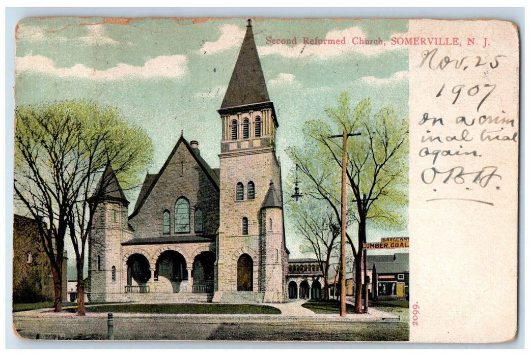 1907 Second Reformed Church Somerville New Jersey NJ Riverhead NY Postcard