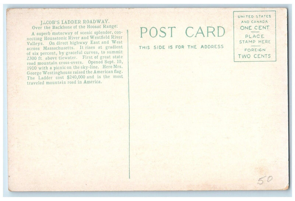 1910 Big Arch Bridge Jacob Ladder Roadway Tunnel East Lee Massachusetts Postcard