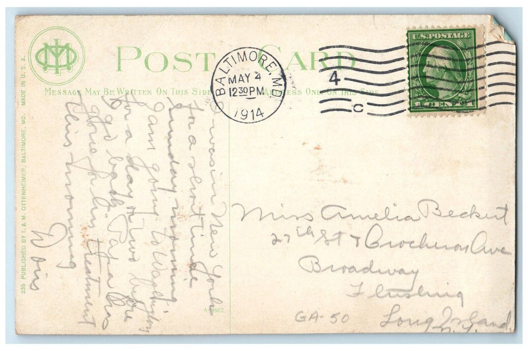 1914 Rennert Hotel Liberty and Saratoga Streets Baltimore Maryland MD Postcard