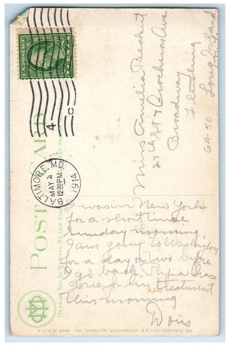 1914 Rennert Hotel Liberty and Saratoga Streets Baltimore Maryland MD Postcard
