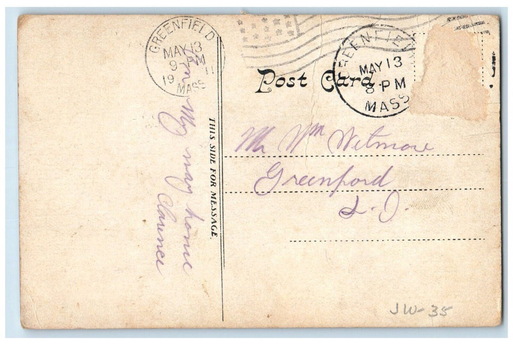 1911 Highland Park Road Carriage Buggy Cart Greenfield Massachusetts MA Postcard