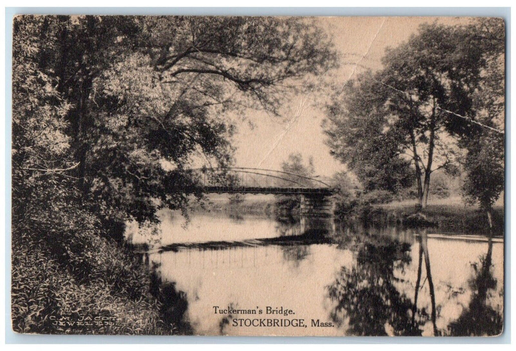 1910 Tuckermans Bridge River Stockbridge Massachusetts Vintage Antique Postcard